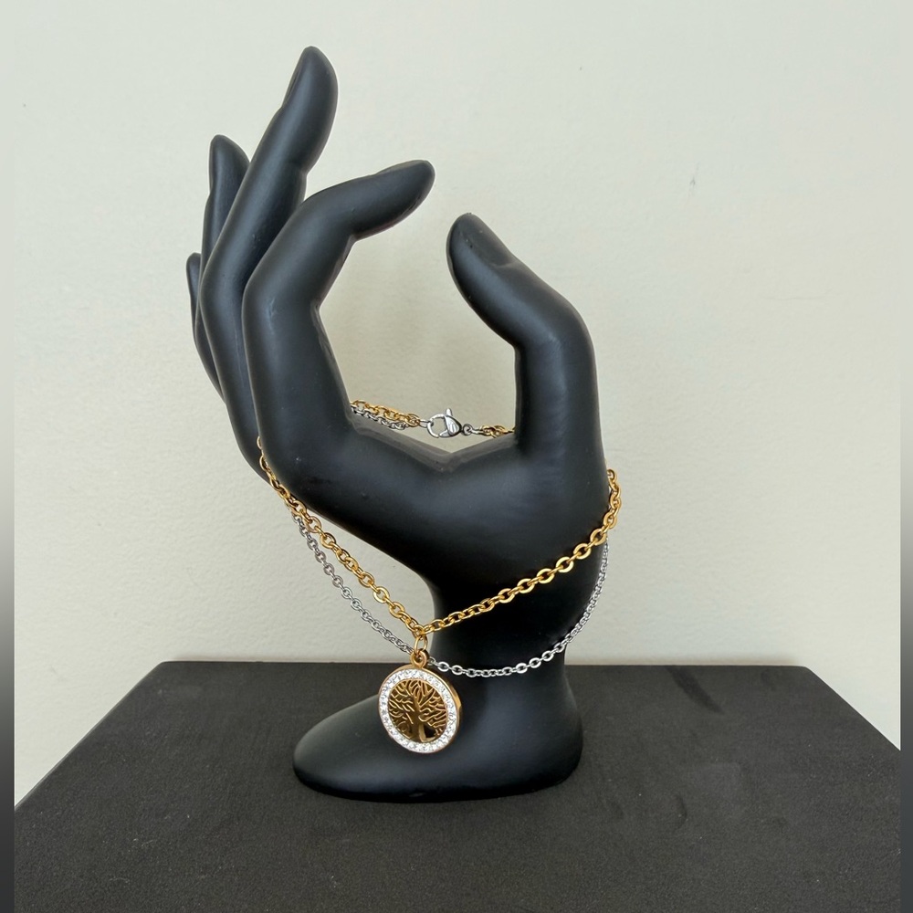 Gold and Silver Pendant Bracelet